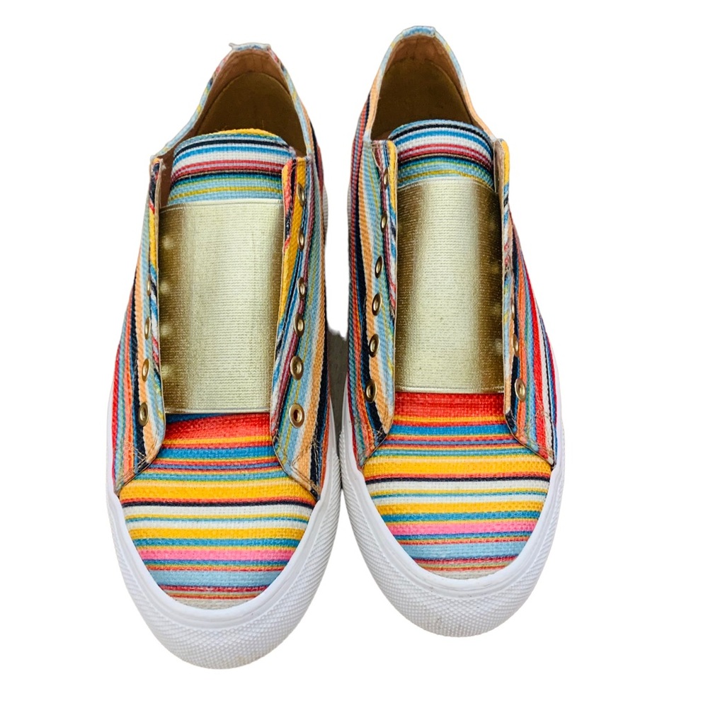 Very Volatile Metallic Slip Ons Serape Size 7